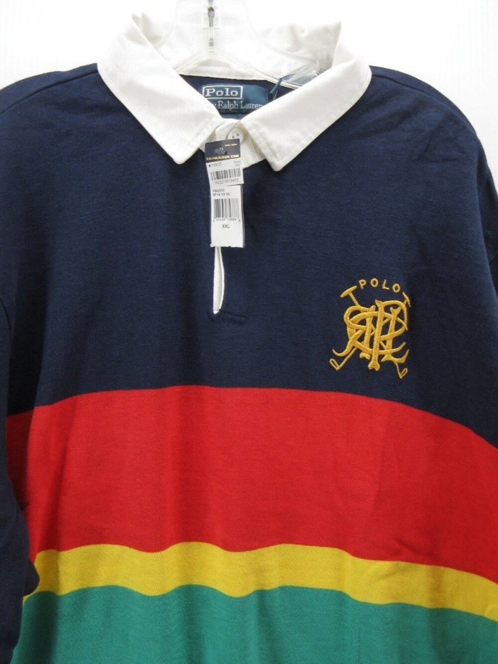 Polo Ralph Lauren Rugby Polo Shirt XXL Crest Striped Custom Fit Preppy* - Picture 2 of 13